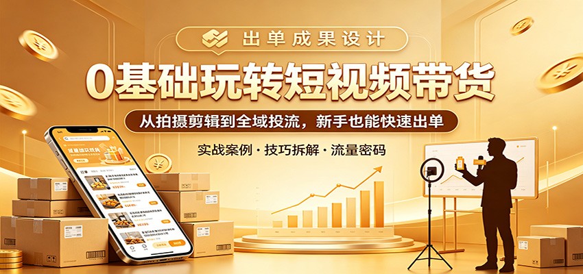 0基础玩转短视频带货：从拍摄剪辑到全域投流，新手也能快速出单-墨痕微课