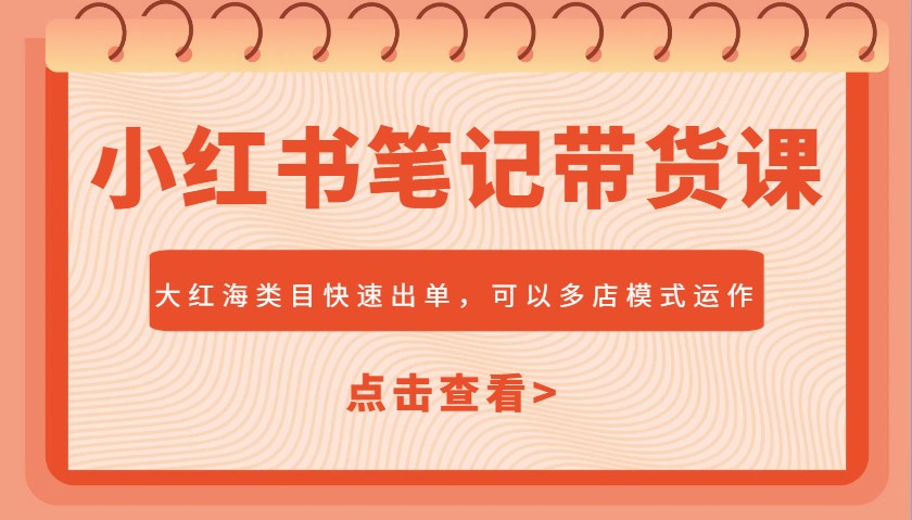 小红书笔记带货课，大红海类目快速出单，市场大，可以多店模式运作-墨痕微课