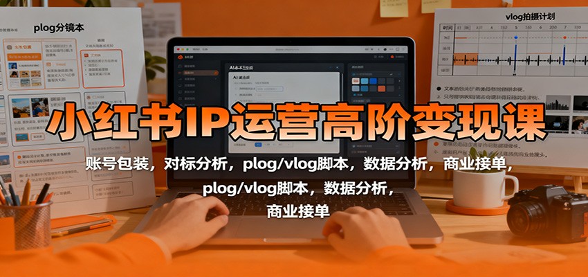 小红书IP运营高阶变现课：账号包装，对标分析，plog/vlog脚本，数据分析，商业接单-墨痕微课