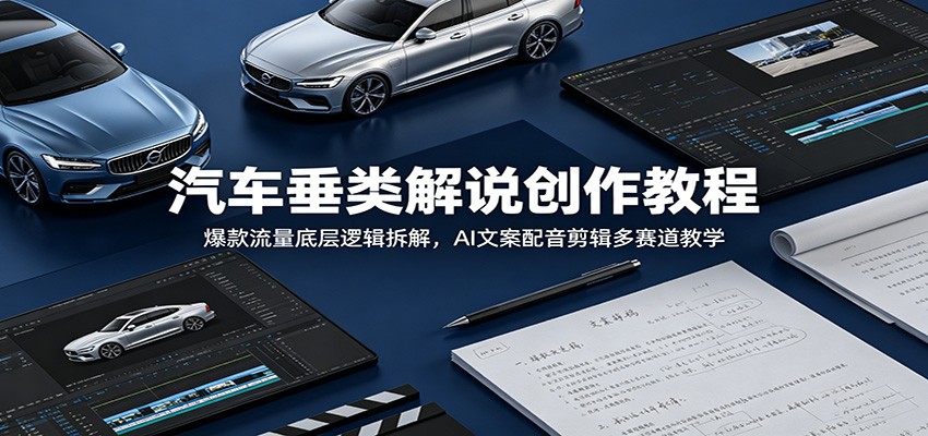 汽车垂类解说创作教程：爆款流量底层逻辑拆解，AI文案配音剪辑多赛道教学-墨痕微课