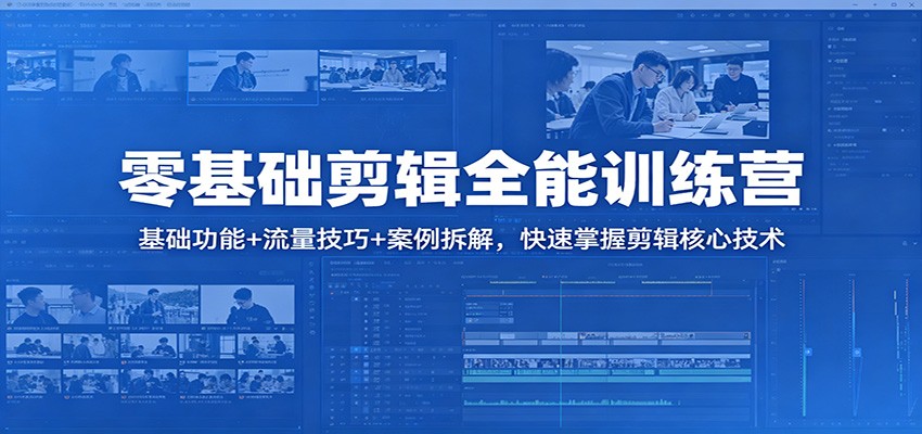 零基础剪辑全能训练营：基础功能+流量技巧+案例拆解，快速掌握剪辑核心技术-墨痕微课