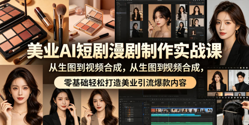 美业AI短剧漫剧制作实战课，从生图到视频合成，零基础轻松打造美业引流爆款内容-墨痕微课