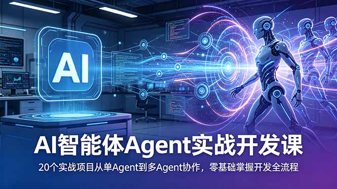 AI智能体Agent实战开发课：20个实战项目从单Agent到多Agent协作，零基础掌握开发全流程-墨痕微课