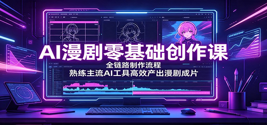 AI漫剧零基础创作课：全链路制作流程，熟练主流AI工具高效产出漫剧成片-墨痕微课