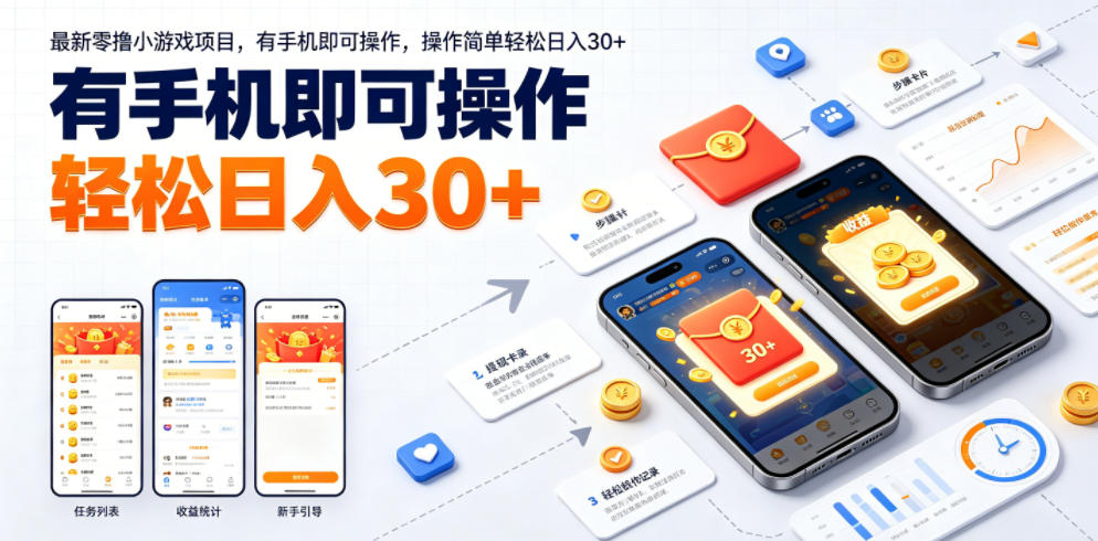 最新零撸小游戏项目，有手机即可操作，操作简单轻松日入30+-墨痕微课