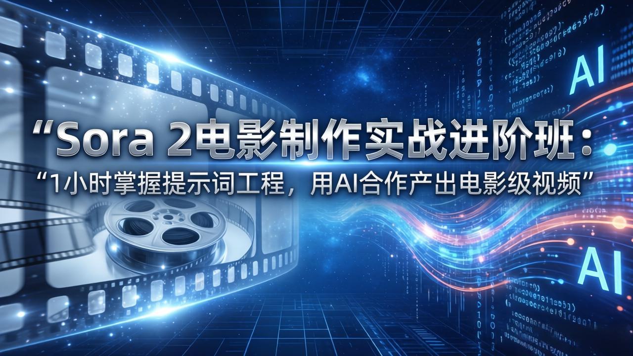 Sora 2电影制作实战进阶班：1小时掌握提示词工程，用AI合作产出电影级视频-墨痕微课