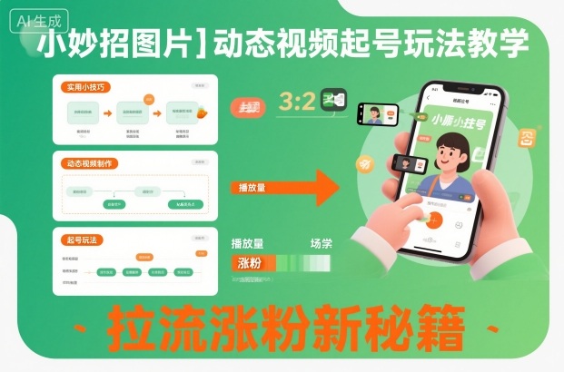 小妙招图片＋动态视频起号玩法教学，拉流涨粉新秘籍-墨痕微课