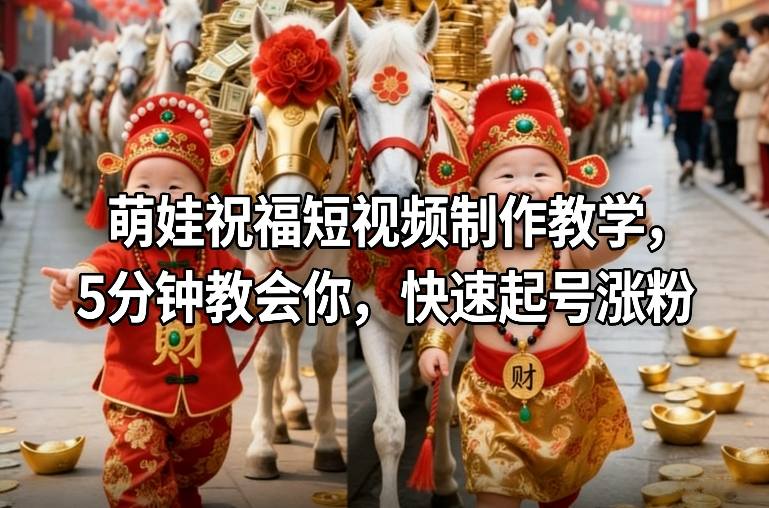 萌娃祝福短视频制作教学，5分钟教会你，快速起号涨粉-墨痕微课
