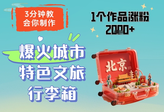 3分钟教会你,制作爆火城市特色文旅行李箱,1个作品涨粉2000+-墨痕微课