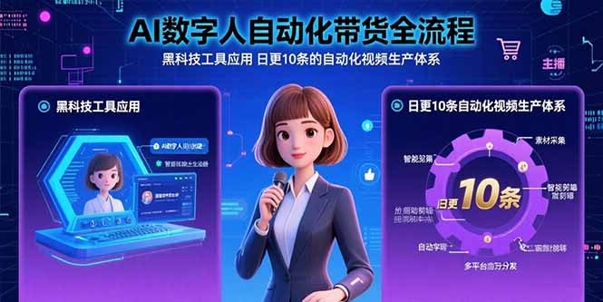 AI数字人自动化带货全流程:黑科技工具应用 日更10条的自动化视频生产体系-墨痕微课
