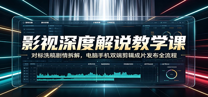 影视深度解说教学课：对标洗稿剧情拆解，电脑手机双端剪辑成片发布全流程-墨痕微课