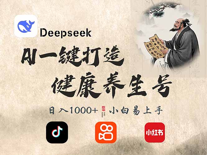 DeepSeek做养生号,一条作品涨粉2万+,轻松日入300+-墨痕微课