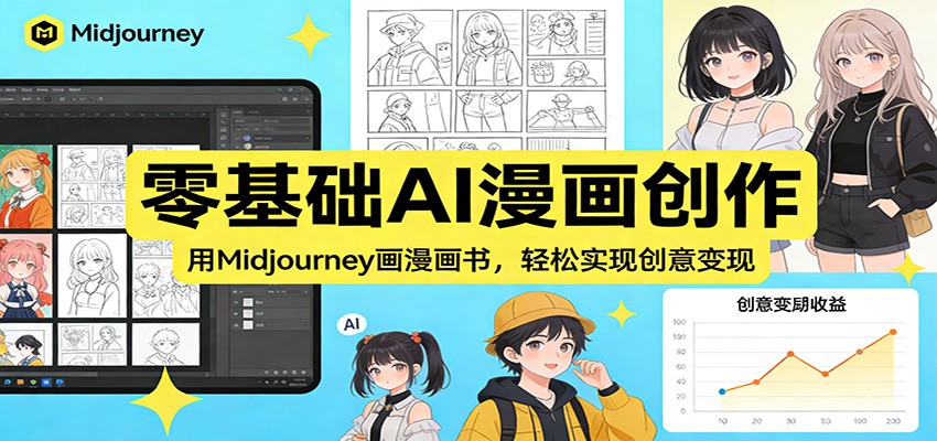 零基础AI漫画创作：用Midjourney画漫画书，轻松实现创意变现-墨痕微课