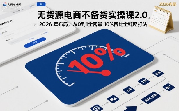 无货源电商不备货实操课2.0，2026年布局，从0到1全网最低10%费比全链路打法【更新】-墨痕微课