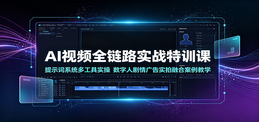 AI视频全链路实战特训课：提示词系统多工具实操，数字人剧情广告实拍融合案例教学-墨痕微课