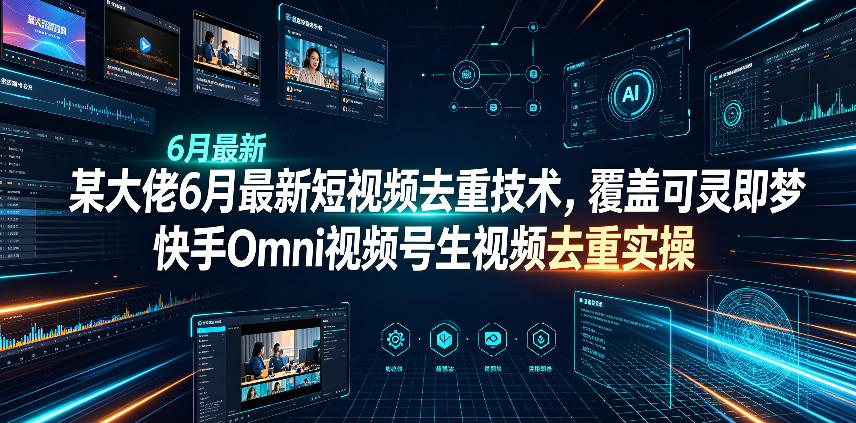 某大佬6月最新短视频去重技术,覆盖可灵即梦快手Omni视频号生视频去重实操