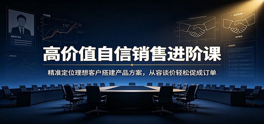 高价值自信销售进阶课：精准定位理想客户搭建产品方案，从容谈价轻松促成订单-墨痕微课