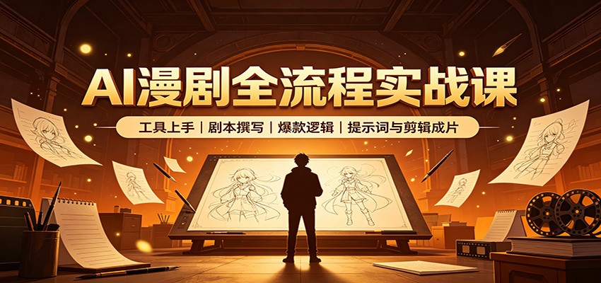 AI漫剧全流程实战课:工具上手、剧本撰写、爆款逻辑、提示词与剪辑成片-墨痕微课