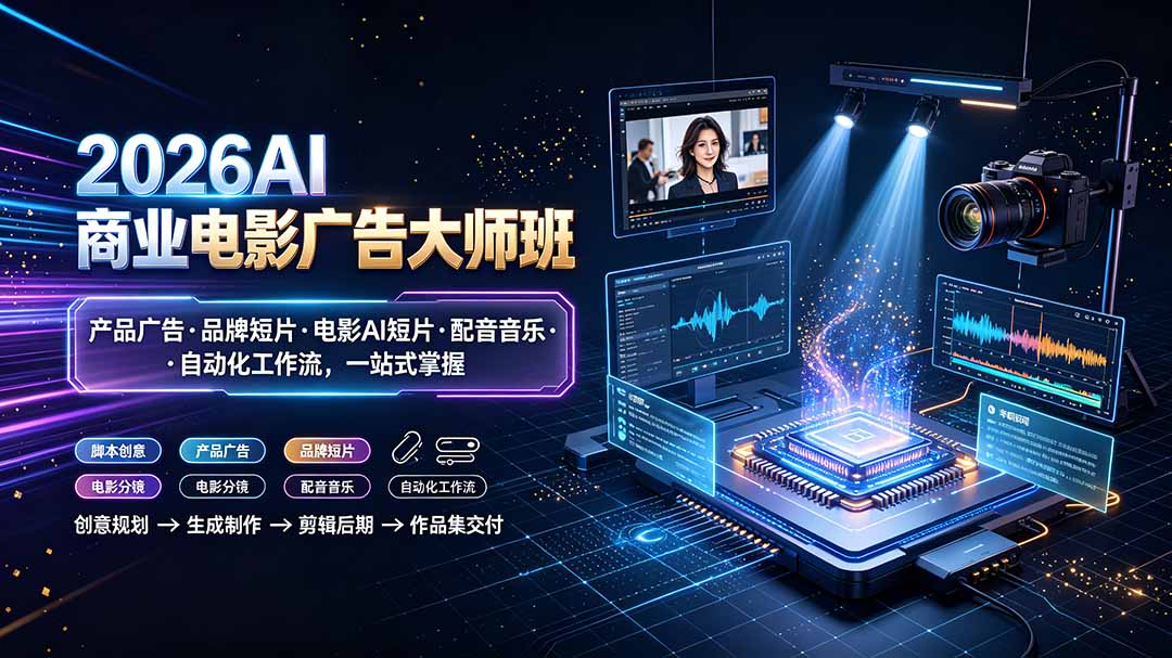 2026AI商业电影广告大师班:产品广告·品牌短片·电影AI短片·配音音乐·自动化工作流,一站式掌握-墨痕微课