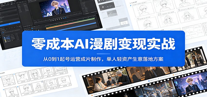 零成本AI漫剧变现实战：从0到1起号运营成片制作，单人轻资产生意落地方案-墨痕微课