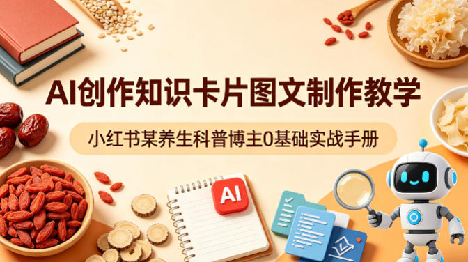 AI创作知识卡片图文制作教学，小红书某养生科普博主0基础实战手册-墨痕微课