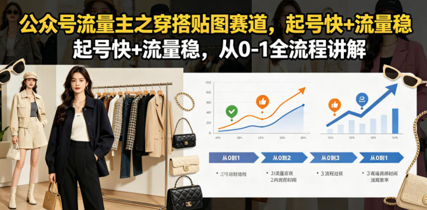 公众号流量主之穿搭贴图赛道，起号快+流量稳，从0-1全流程讲解-墨痕微课