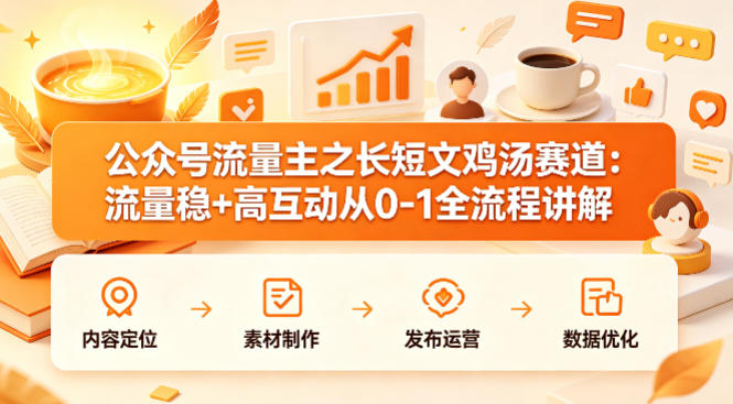 公众号流量主之长短文鸡汤赛道，流量稳+高互动，从0-1全流程讲解-墨痕微课