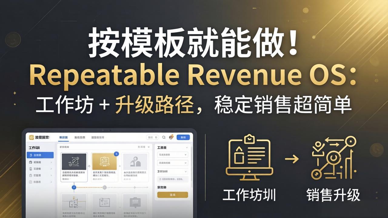 按模板就能做！Repeatable Revenue OS：工作坊 + 升级路径，稳定销售超简单-墨痕微课