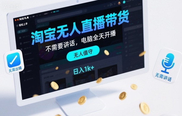 淘宝无人直播带货,不需要出镜,不需要讲话,电脑全天开播,轻松上手,日入1k+【揭秘】-墨痕微课