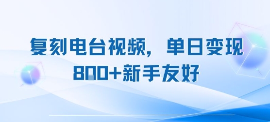 复刻电台视频，单日变现8张+新手友好，长期可做-墨痕微课