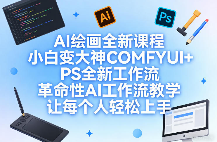 AI绘画全新课程，小白变大神COMFYUI+PS全新工作流，革命性AI工作流教学，让每个人轻松上手-墨痕微课