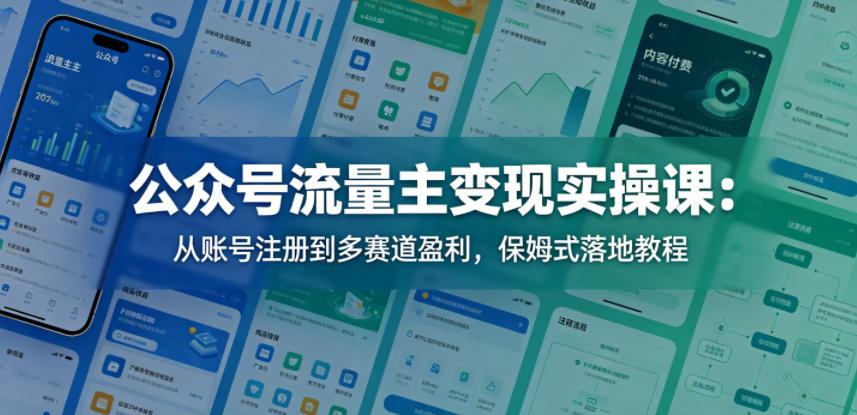 公众号流量主变现实操课：从账号注册到多赛道盈利，保姆式落地教程-墨痕微课