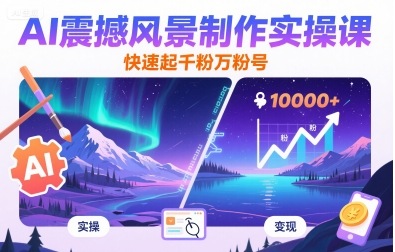 AI震撼风景制作实操课，快速起千粉万粉号-墨痕微课