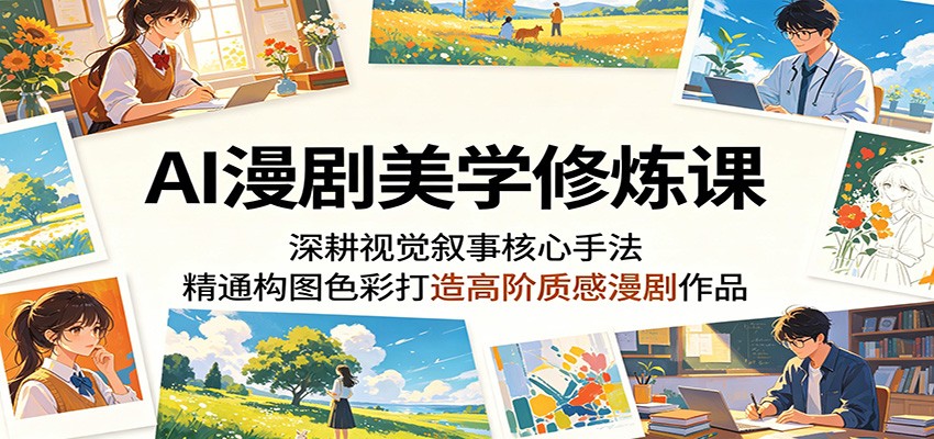 AI漫剧美学修炼课:深耕视觉叙事核心手法,精通构图色彩打造高阶质感漫剧作品-墨痕微课