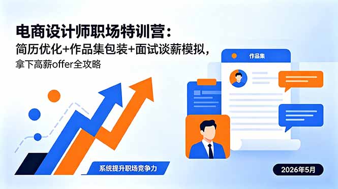 电商设计师职场特训营:简历优化+作品集包装+面试谈薪模拟,拿下高薪offer全攻略-墨痕微课