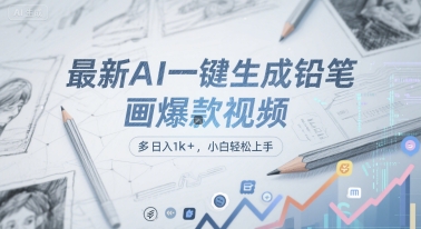 最新AI一键生成铅笔画爆款视频,多平台分发,日 入1k+,小白轻松上手【揭秘】-墨痕微课