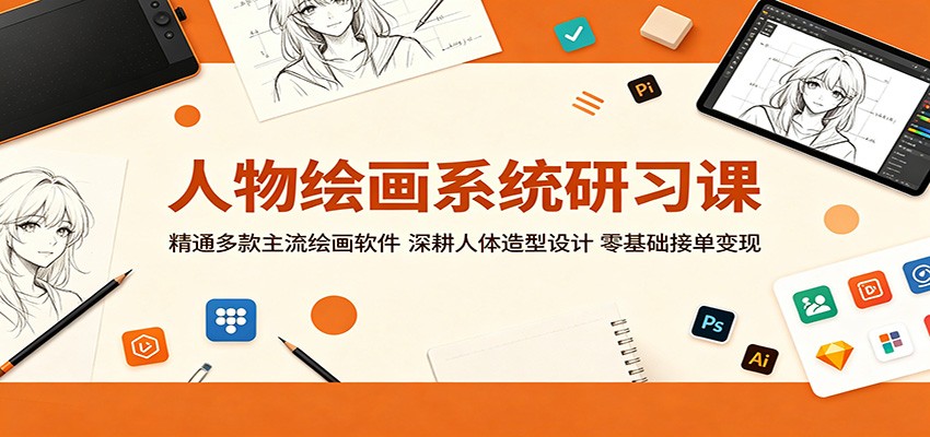 人物绘画系统研习课:精通多款主流绘画软件,深耕人体造型设计,零基础接单变现-墨痕微课