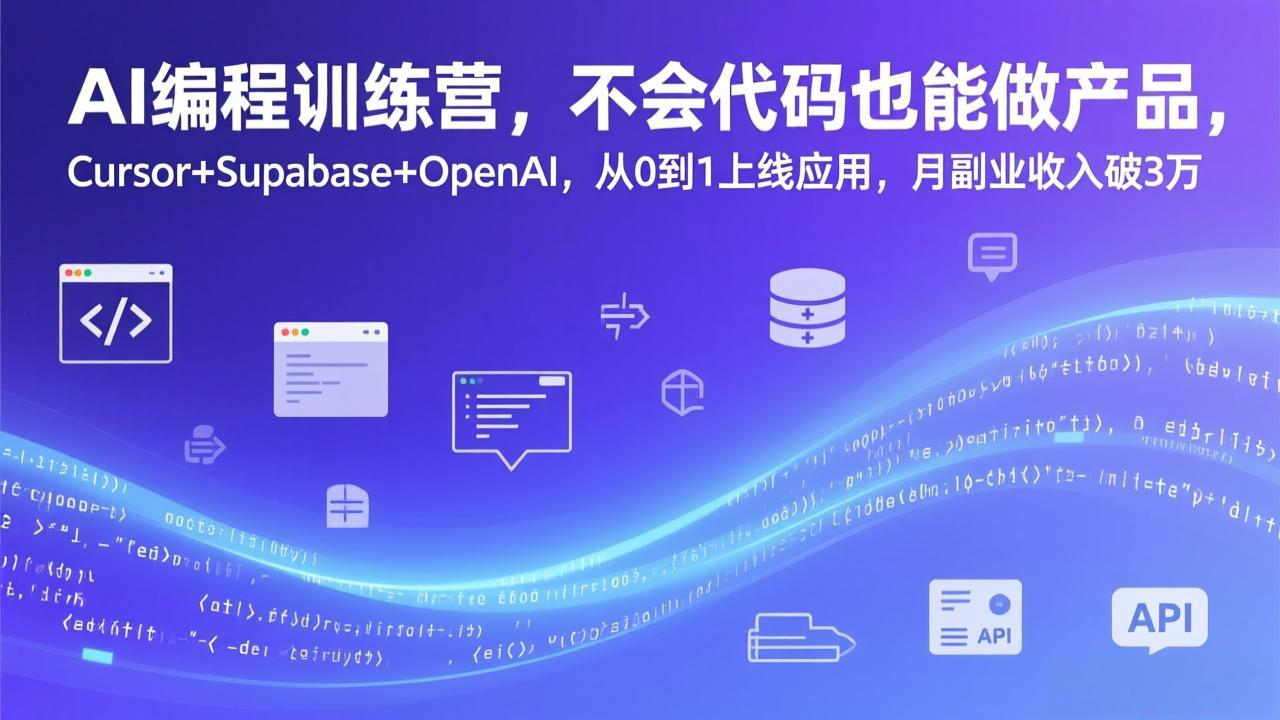 AI编程训练营，不会代码也能做产品，Cursor+Supabase+OpenAI，从0到1上线应用，月副业收入破3万-墨痕微课