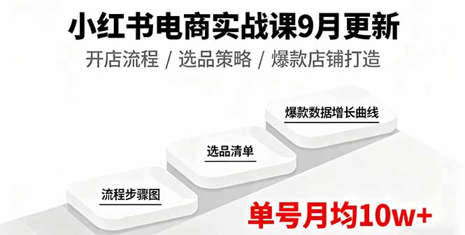 小红书电商实战课9月更新,开店流程/选品策略/爆款店铺打造,单号月均10w+-墨痕微课