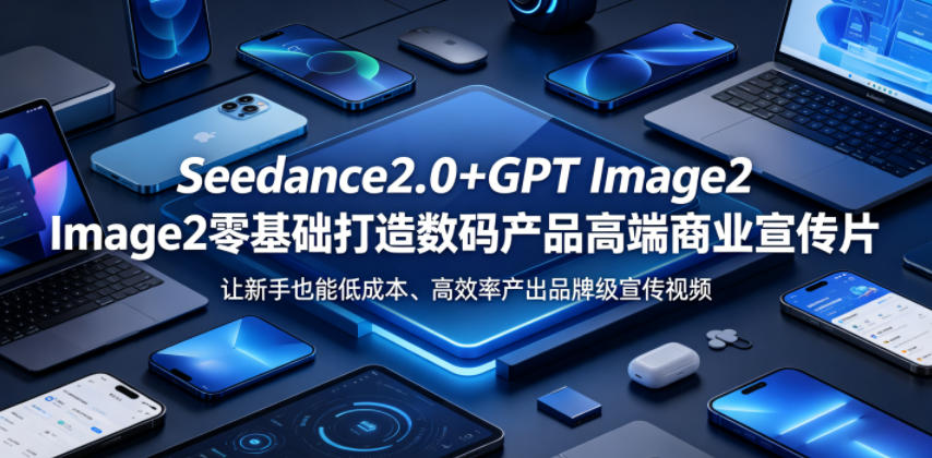 Seedance2.0+GPT Image2零基础打造数码产品高端商业宣传片，让新手也能低成本、高效率产出品牌级宣传视频-墨痕微课