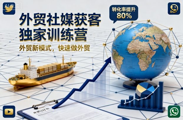 外贸社媒获客独家训练营,外贸新模式,快速做外贸(更新26年2月)-墨痕微课