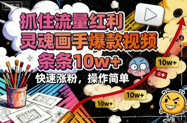 抓住流量红利，灵魂画手爆款视频，条条10w+，快速涨粉，操作简单-墨痕微课