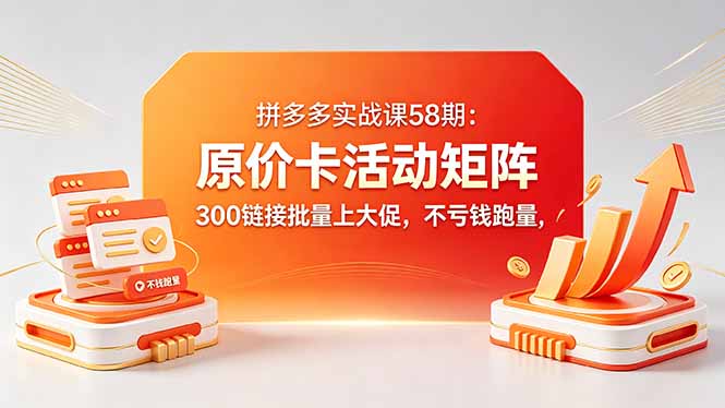 拼多多实战课58期:原价卡活动矩阵,300链接批量上大促,不亏钱跑量-墨痕微课