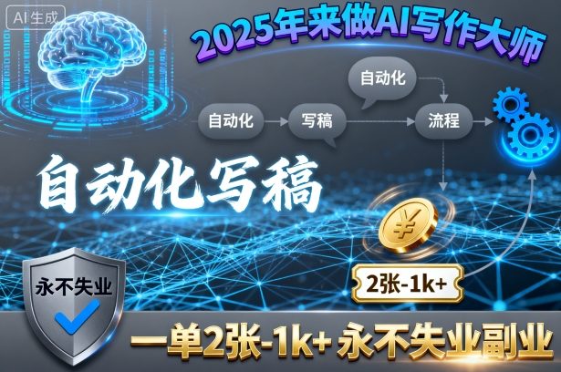 2025年来做AI写作大师，自动化写稿，一单2张-1k+，永不失业副业-墨痕微课