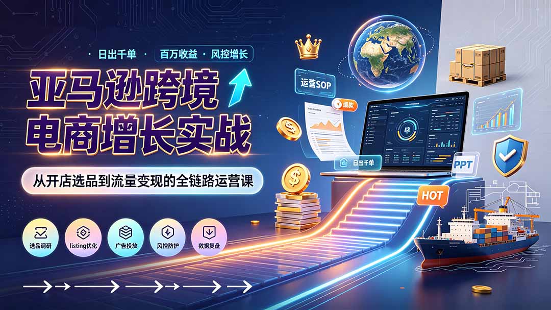 亚马逊0-1孵化特训营8期：从注册风控到稳定日出千单实战，规避审核封店风险，标准化执行流程落地-墨痕微课