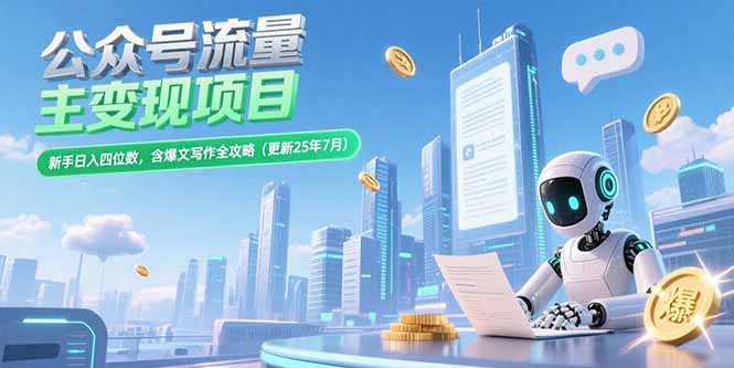 公众号流量主变现项目,新手日入四位数,含爆文写作全攻略(更新25年7月-墨痕微课