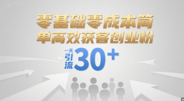 零基础零成本简单高效获客创业粉,一天引流30+-墨痕微课