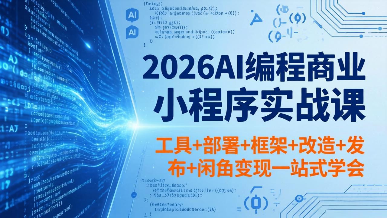 2026AI编程商业小程序实战课，工具+部署+框架+改造+发布+闲鱼变现一站式学会-墨痕微课