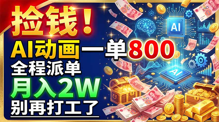 捡钱！AI动画一单800，全程派单，月入2W，别再打工了-墨痕微课