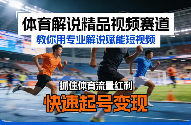 体育解说精品视频赛道，教你用专业解说赋能短视频，抓住体育流量红利，快速起号变现-墨痕微课